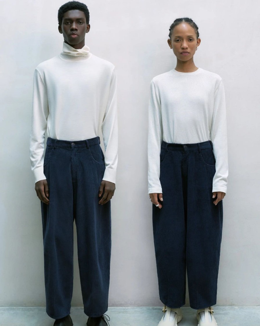 Mand Cordera Bottoms | Corduroy Baggy Pants|Dark Navy