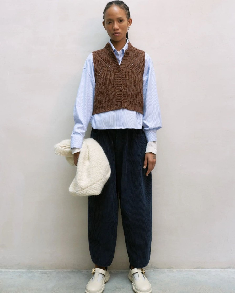 Mand Cordera Bottoms | Corduroy Baggy Pants|Dark Navy