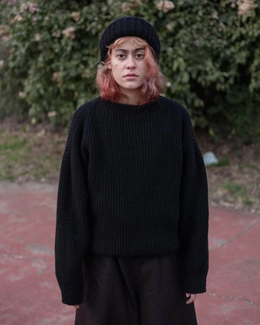 Kvinde Baserange Strik | Mea Pullover|Black