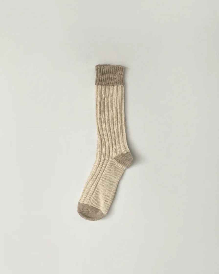 Tilbehor Deiji Studios | The Woven Sock | Cream And Natural