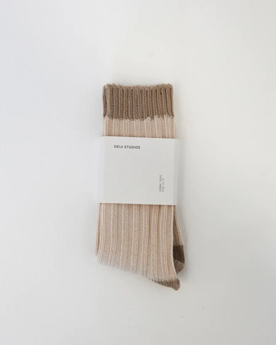 Tilbehor Deiji Studios | The Woven Sock | Cream And Natural
