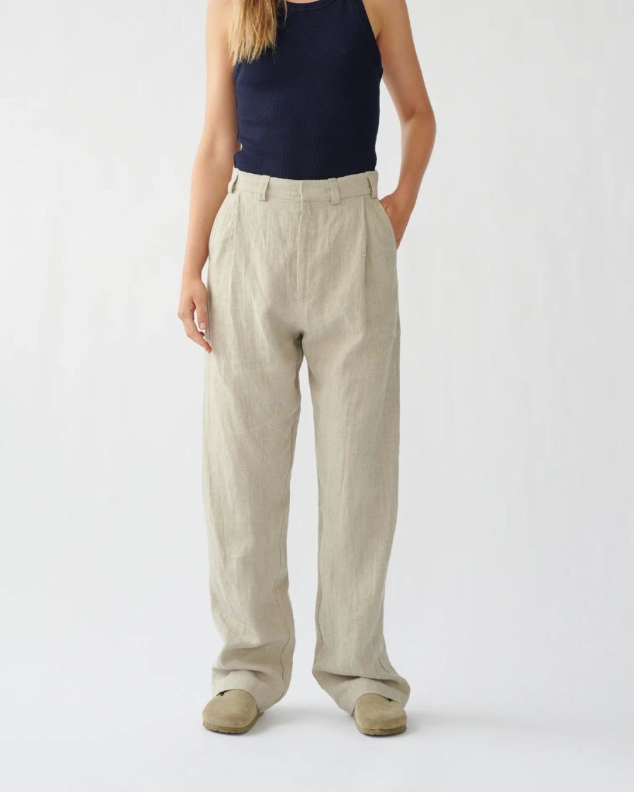 Kvinde AF Agger Underdele | Linen Box Trousers | Nature
