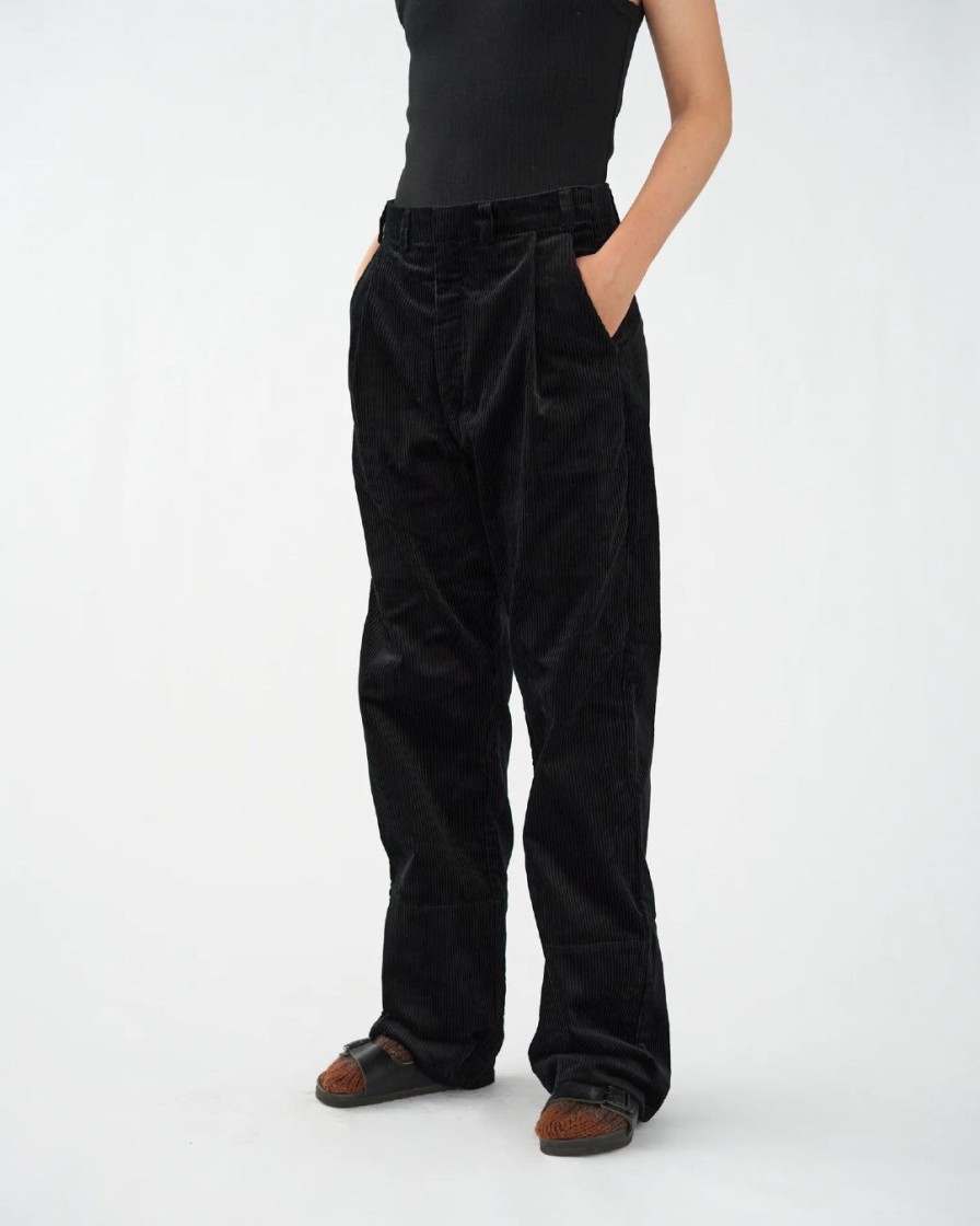 Kvinde AF Agger Underdele | Corduroy Box Trousers|Black