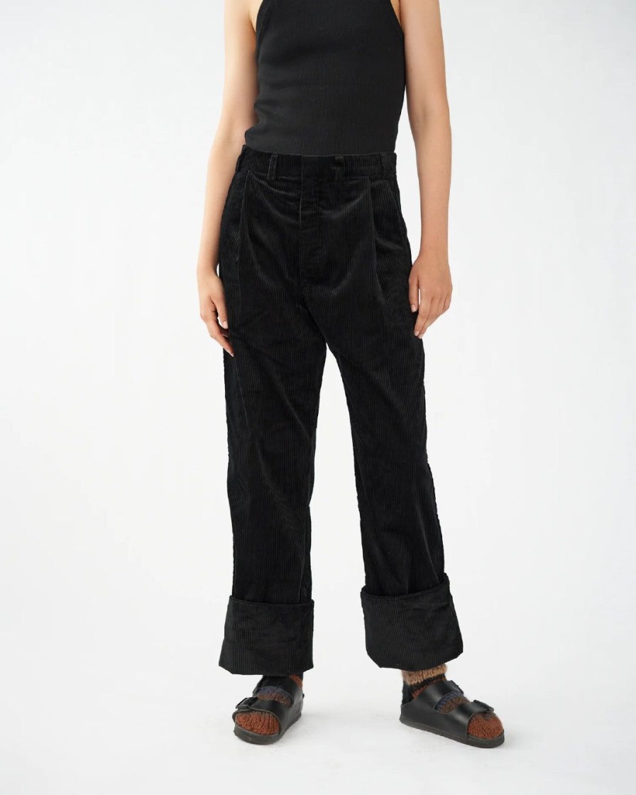Kvinde AF Agger Underdele | Corduroy Box Trousers|Black