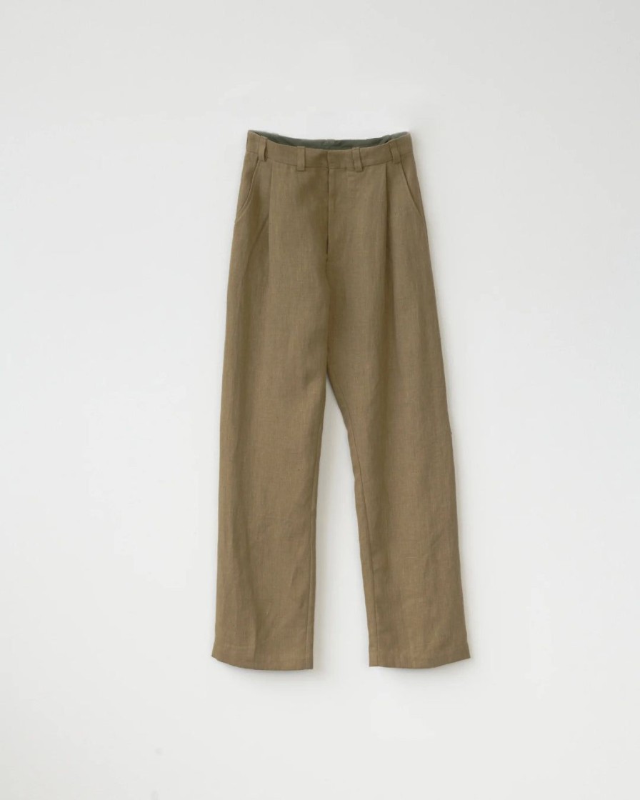 Kvinde AF Agger Underdele | Linen Box Trousers | Loden