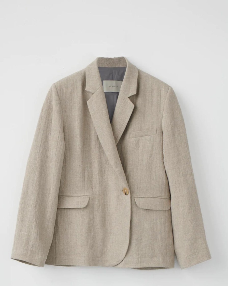 Kvinde AF Agger Overtoj | Linen Blazer | Nature