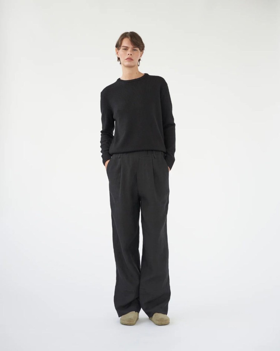 Kvinde AF Agger Underdele | Linen Casual Pants|Black