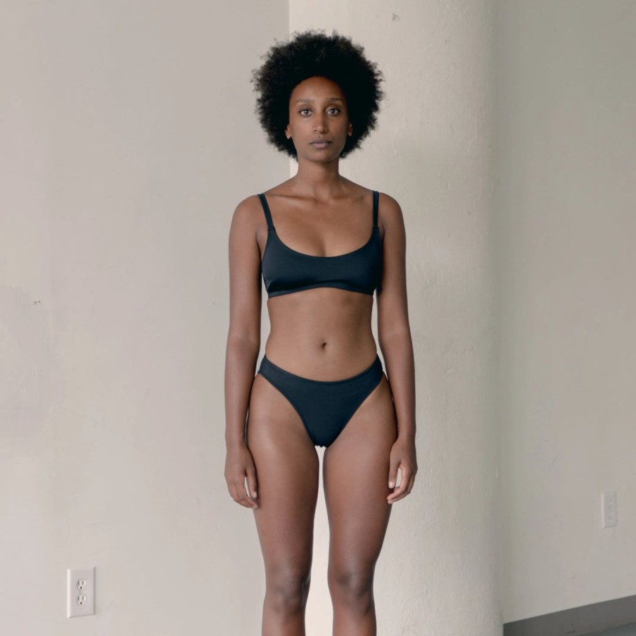 Kvinde Nu Swim Badetoj | High Cut Bikini Bottom|Black