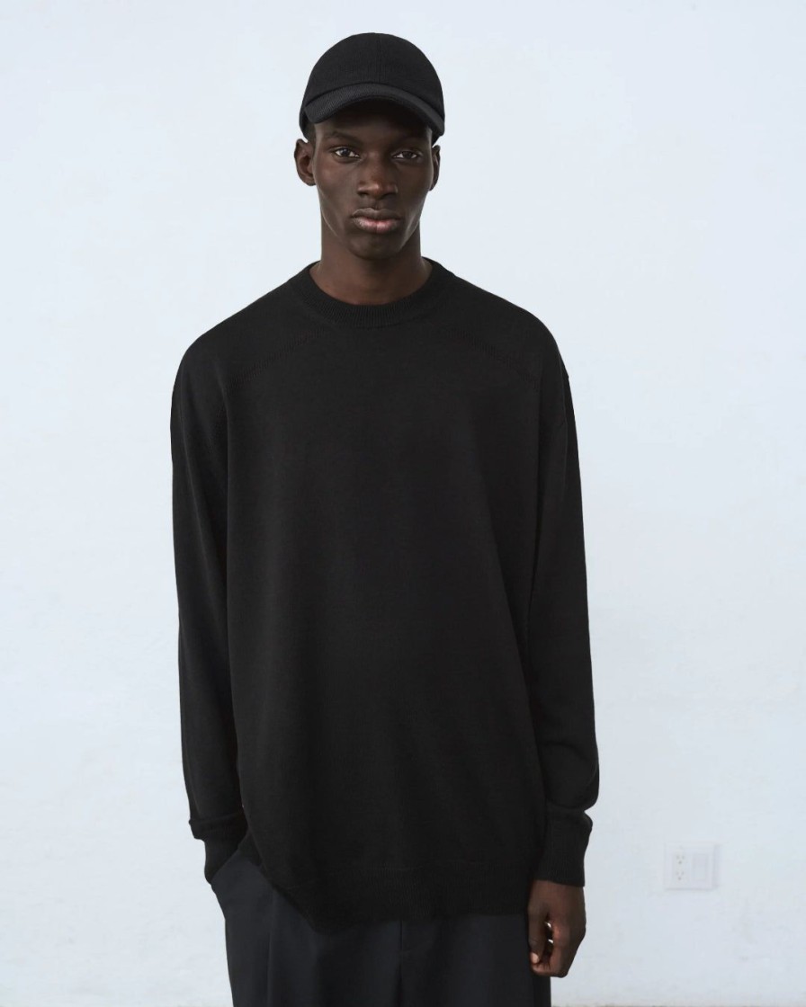 Mand Cordera Knitwear | Silk Fretwork Sweater | Black