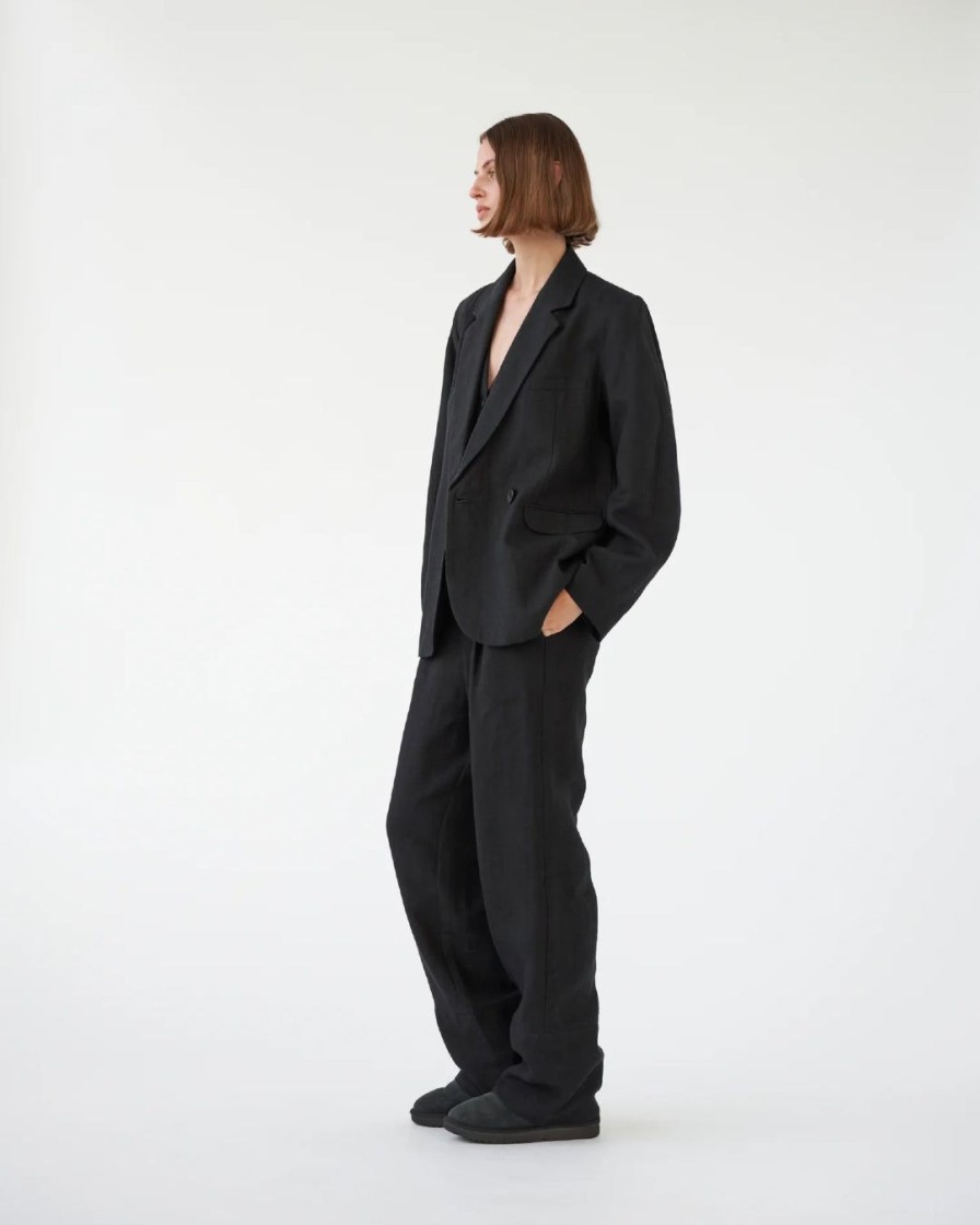 Kvinde AF Agger Overtoj | Linen Blazer|Black