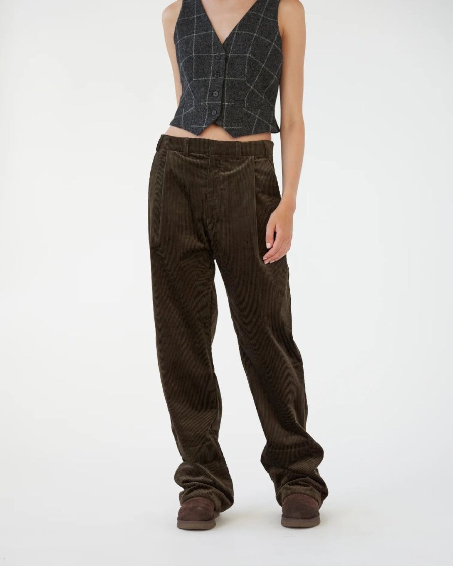 Kvinde AF Agger Underdele | Corduroy Box Trousers|Brown