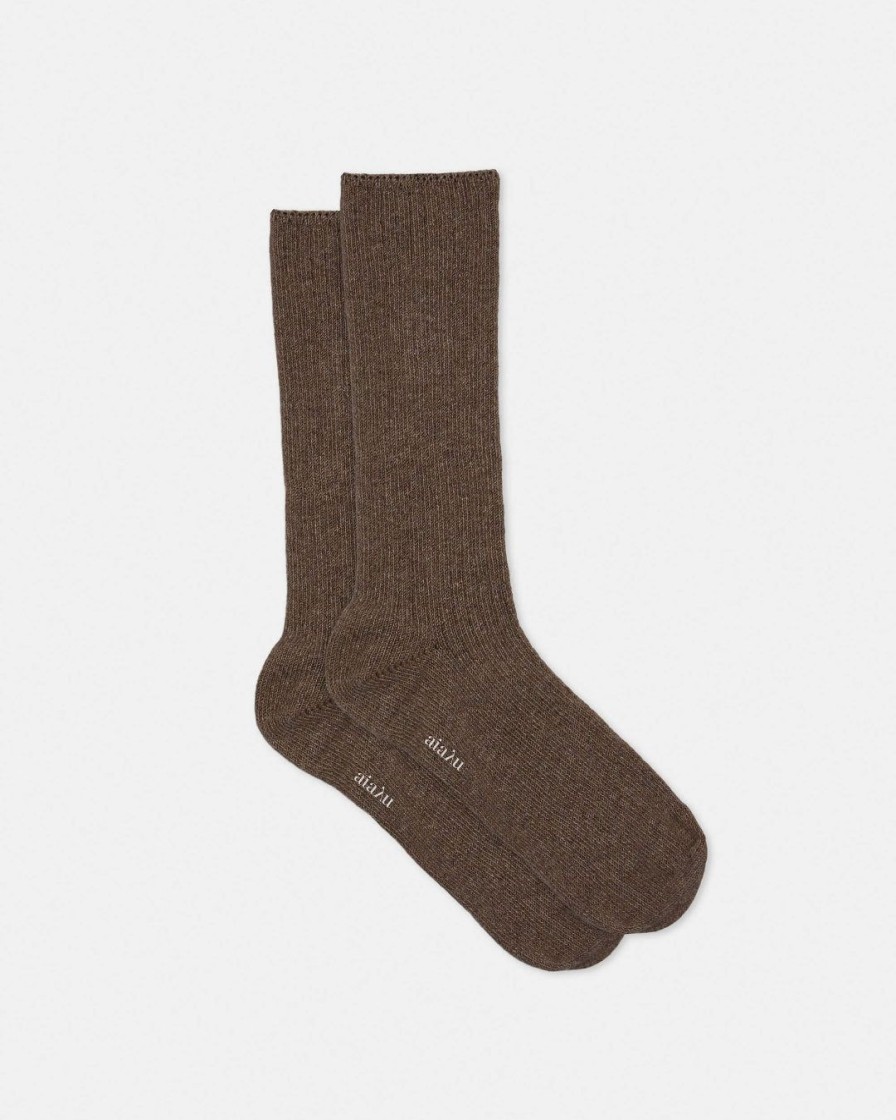 Tilbehor AIAYU | Cashmere Rib Socks|Dark Brown