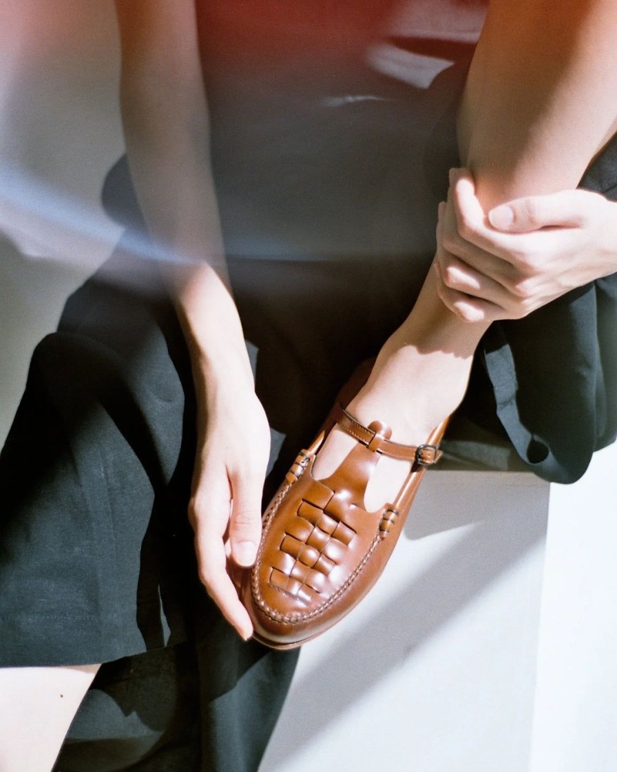 Tilbehor HEREU | Roqueta Slingback T-Bar Loafer | Tan