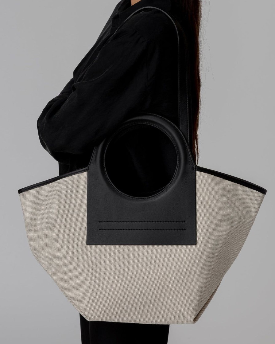 Tilbehor HEREU | Cala Canvas Tote Bag|Small|Beige/Black