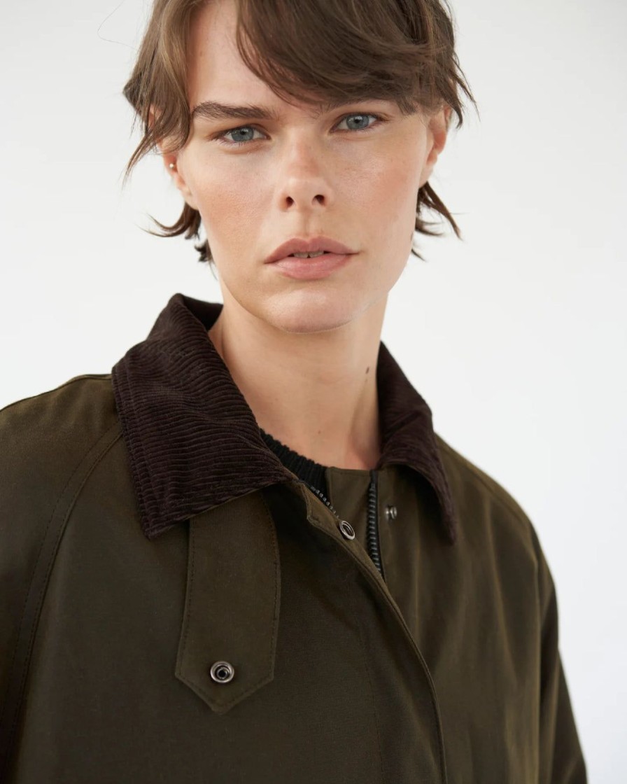 Kvinde AF Agger Overtoj | Oilskin Mac Jacket|Dark Green